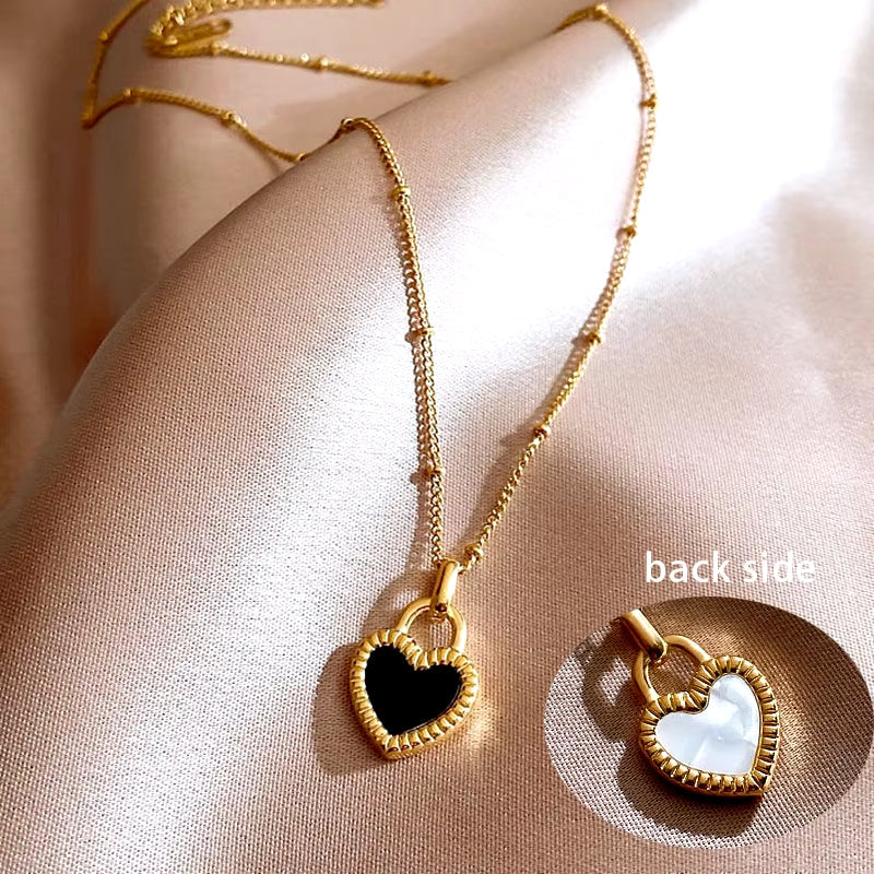 Pink Heart Pendant Necklace for Women Lovers Rhinestione Clavicle Chain Chocker Female Cute Crystal Moonstone Jewlery Gifts