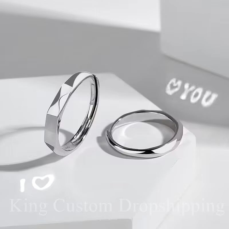 Projection Sterling Silver 925 Adjustable Reflective Light Sculpted Ring Couple Anniversary Is a Fashion Gift for Lovers