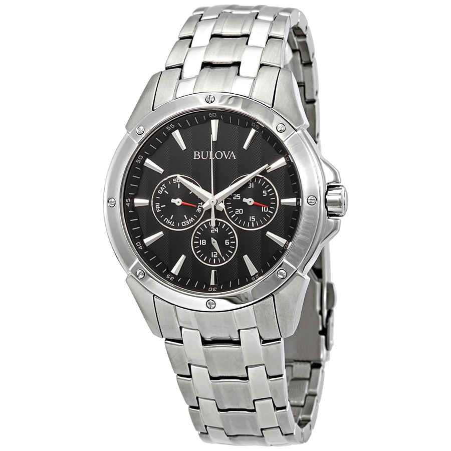 Men'S Dress Silver Stainless-Steel Quartz Watch 96C107