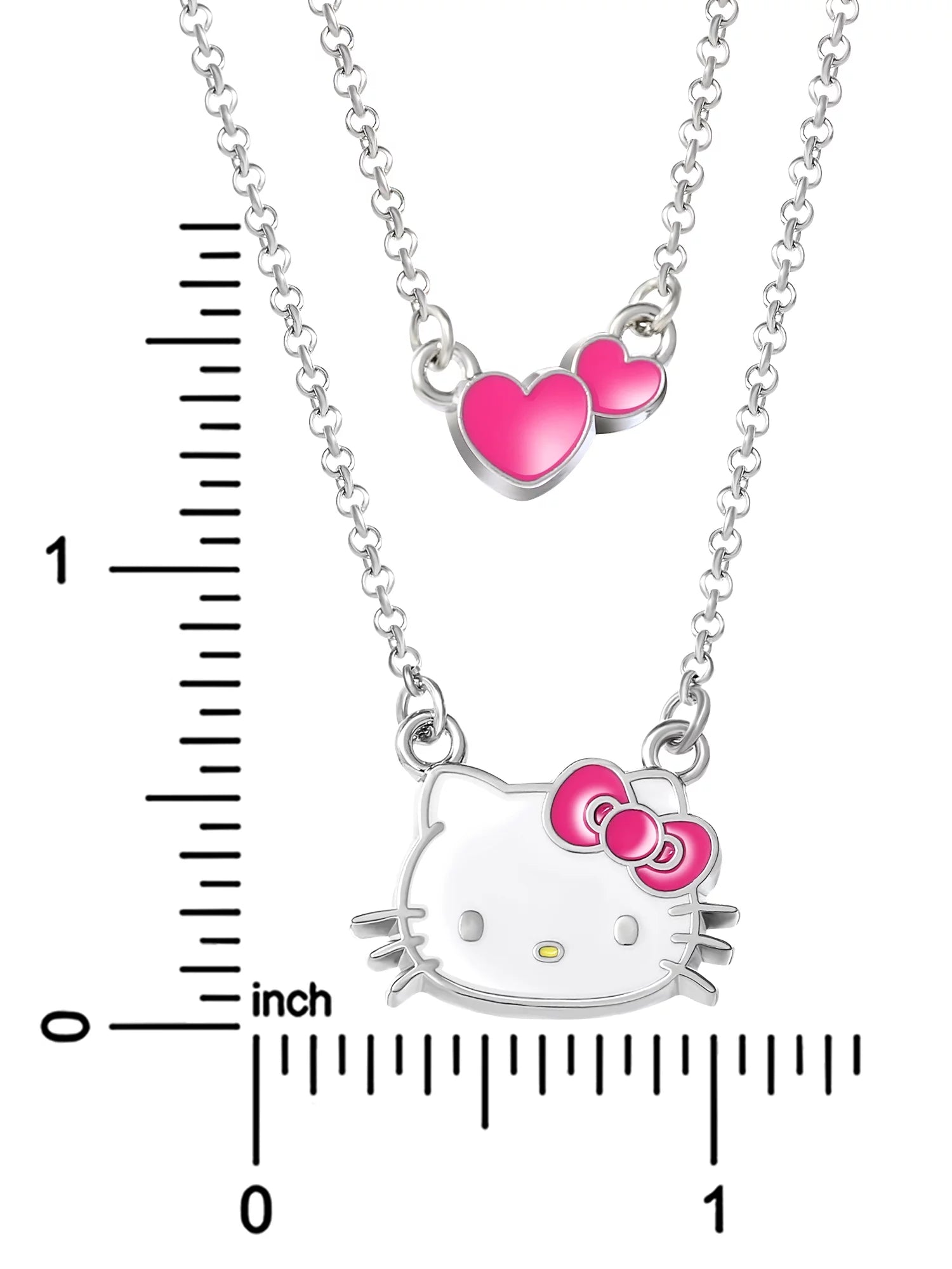 Sanrio Girl'S/Tween  Silver-Tone Enamel Hearts Double Necklace